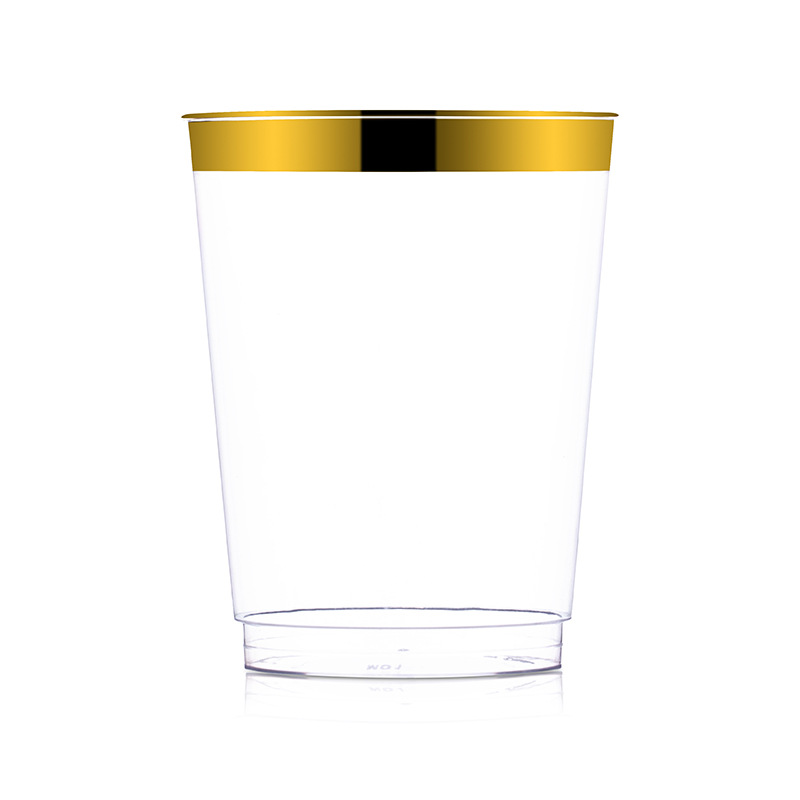 10oz borde dorado Borde de plata Rosa borde dorado Copa de vino desechable Comida occidental taza de helado copa de vino copa de champán
