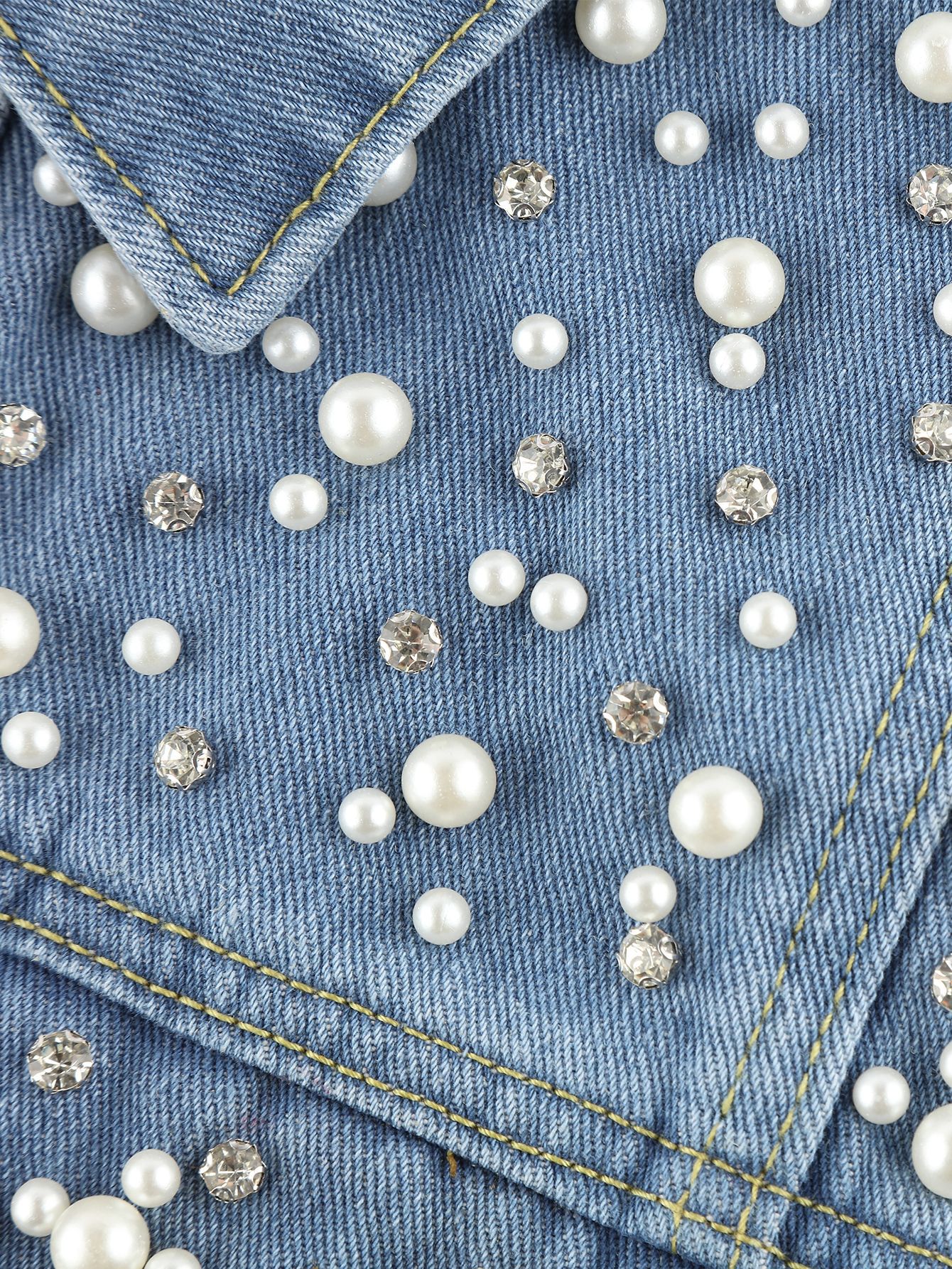 New Arrival Beaded Denim Vest Jacket For Women_voghion.com