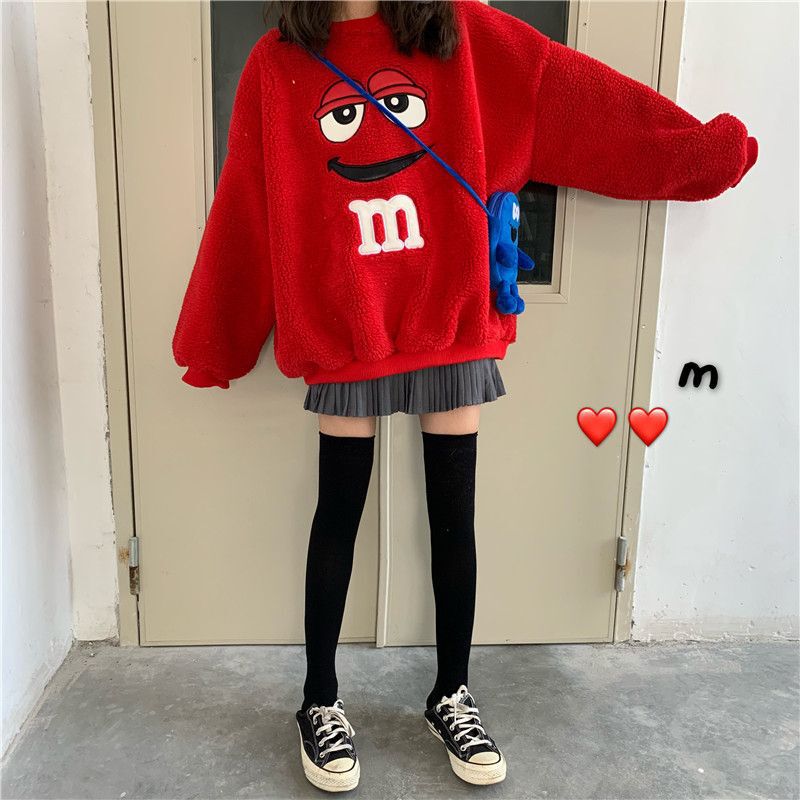 866 #   [Official Image] Japanese and Korean Style Fluffy Sweatshirt for Women, Autumn and Winter Cute Pullover, Korean Version, Loose and Lazy Style