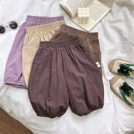 男童棉麻七分短裤夏季新款宝宝薄款纯棉A类防蚊休闲裤韩版