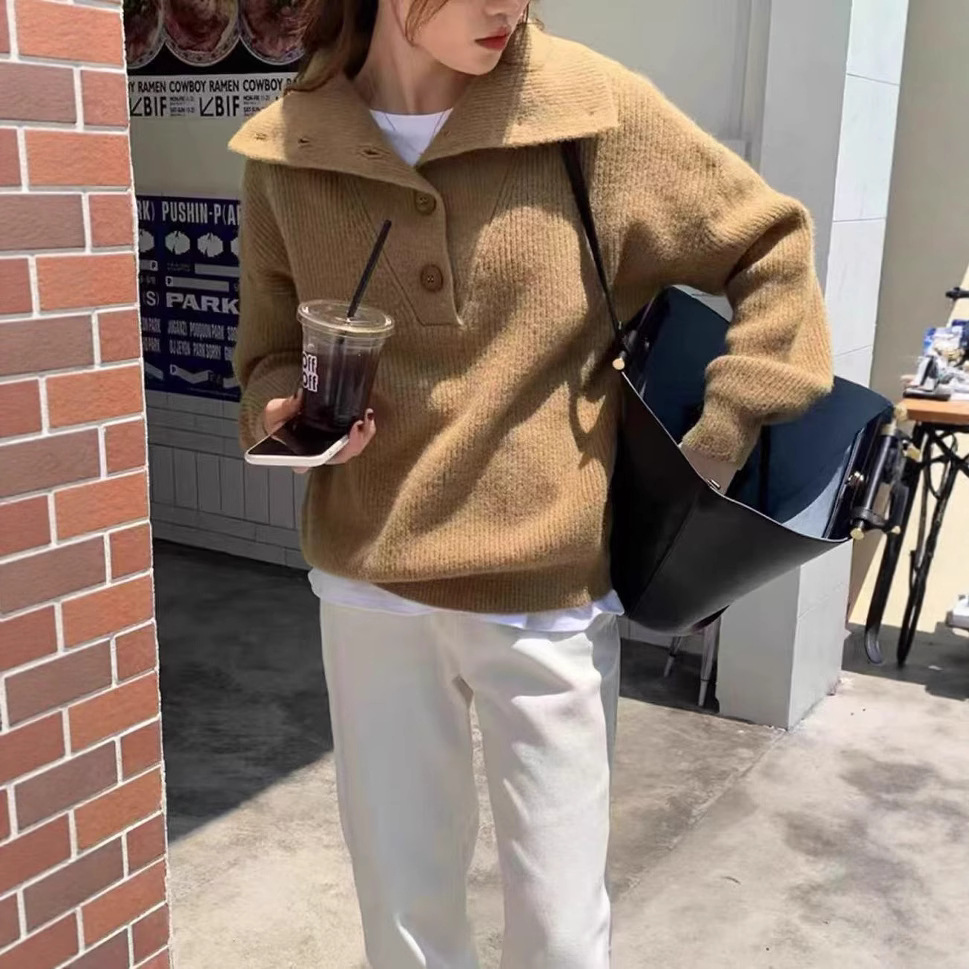 Suéter de moda de estilo suave popular de este año para mujer 2025 otoño e invierno nuevo top de reducción de edad súper atractivo image 4