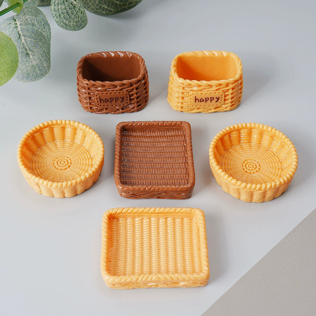 Имитация мини-бамбуковой корзины, корзина для хлеба, поднос для хлеба, игрушка для еды «сделай сам», аксессуары из смолы, кукольный дом, игрушки, украшения