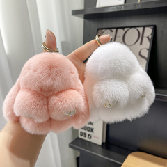 Genuine Cute Rex Rabbit Fur Doll Rabbit Car Keychain Pendant Mini Bag Plush Decorated Death Pendant Rabbit