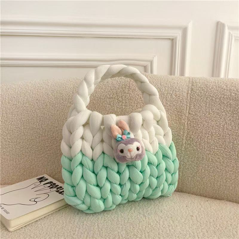 Nuevo coreano casero islandés lana trenzada DIY material bolsa de lana ultra gruesa moda tela de lana tejida a mano bolsa de mano