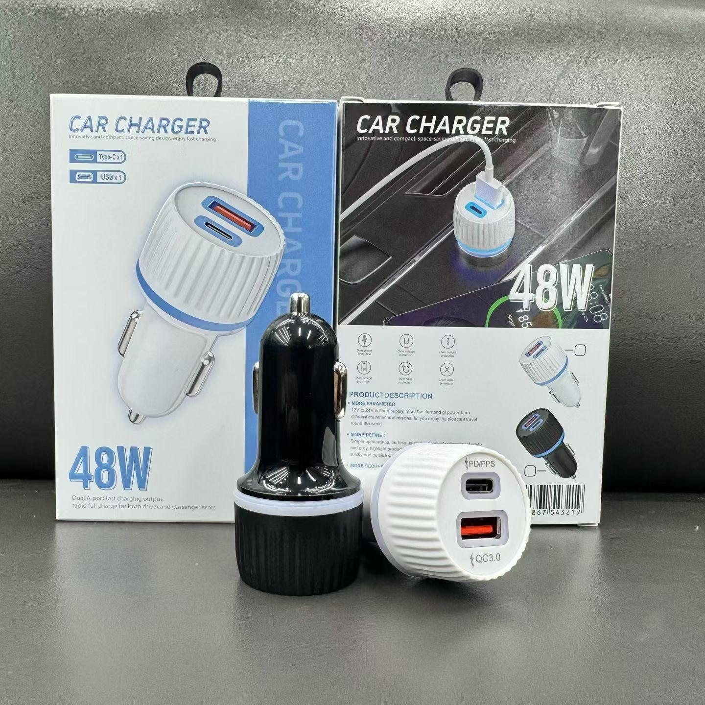 Pd Striped Car Charger 15W 48W Type-C
