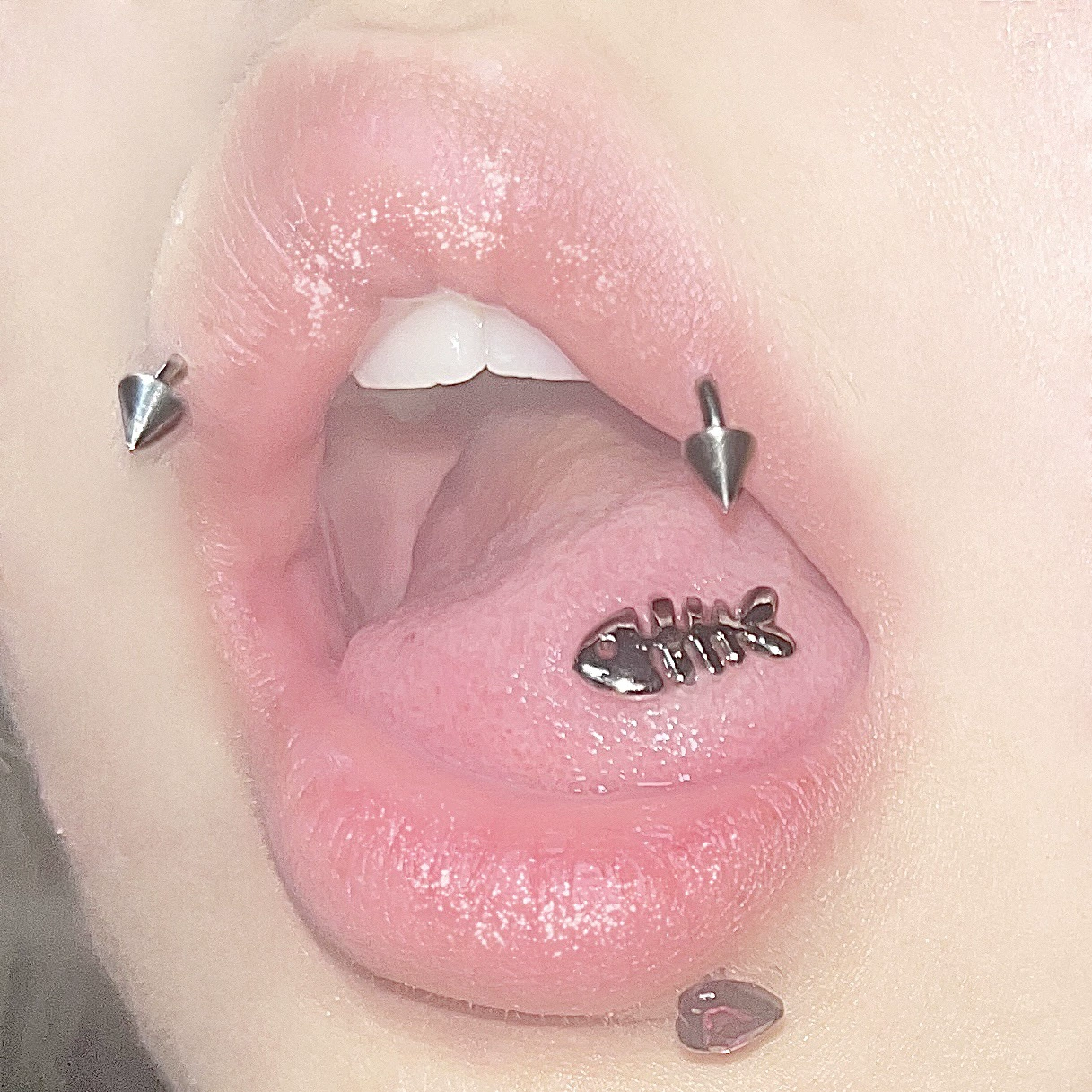 Tongue Piercing Cute 1.6×12/14/16 mm Stainless Steel Fishbone Design, European style