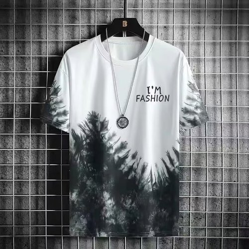 Men's Ice Silk Short Sleeve T-Shirt, Trendy Brand Summer 2024 New Slide Material Ice Feel Half Sleeve T-Shirt, Fashion Top Clothing