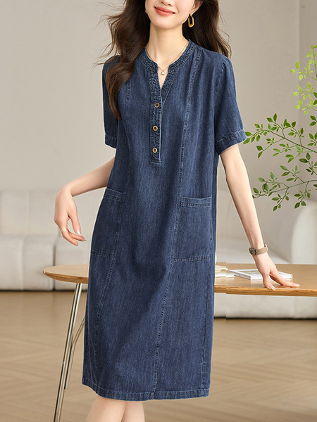 Retro thin summer denim dress