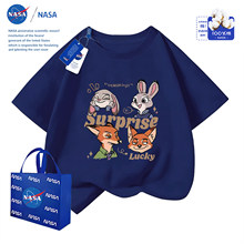 NASA卡通疯狂动物城纯棉短袖T恤可爱狐狸尼克童装中大童圆领上衣