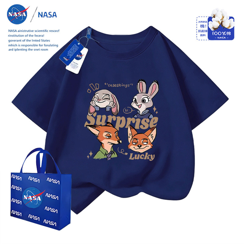 Nasa Cartoon Zootopia Pure Cotton Short Sleeve T-Shirt Cute Fox Nick Children's Clothing Round Neck Top for Older Kids Nasa Cartoon Zootopia Pure Cotton Short Sleeve T-Shirt Cute Fox Nick Children's Clothing Round Neck Top for Older Kids