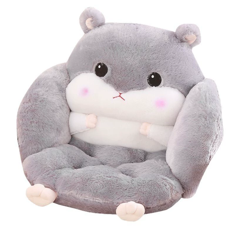 Semi-Enclosed Hamster Plush Seat Cushion, 55 × 45 × 40 cm, Anti-Slip Strap Option
