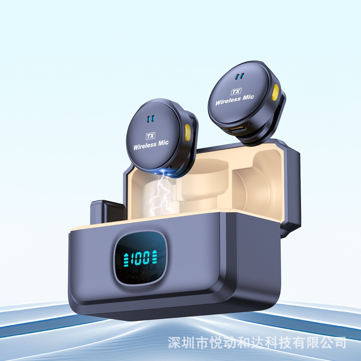 Un micrófono de collar inalámbrico de dos pulsadas, micrófono de transmisión en vivo, micrófono inteligente de reducción de ruido, micrófono pequeño de radio de larga distancia