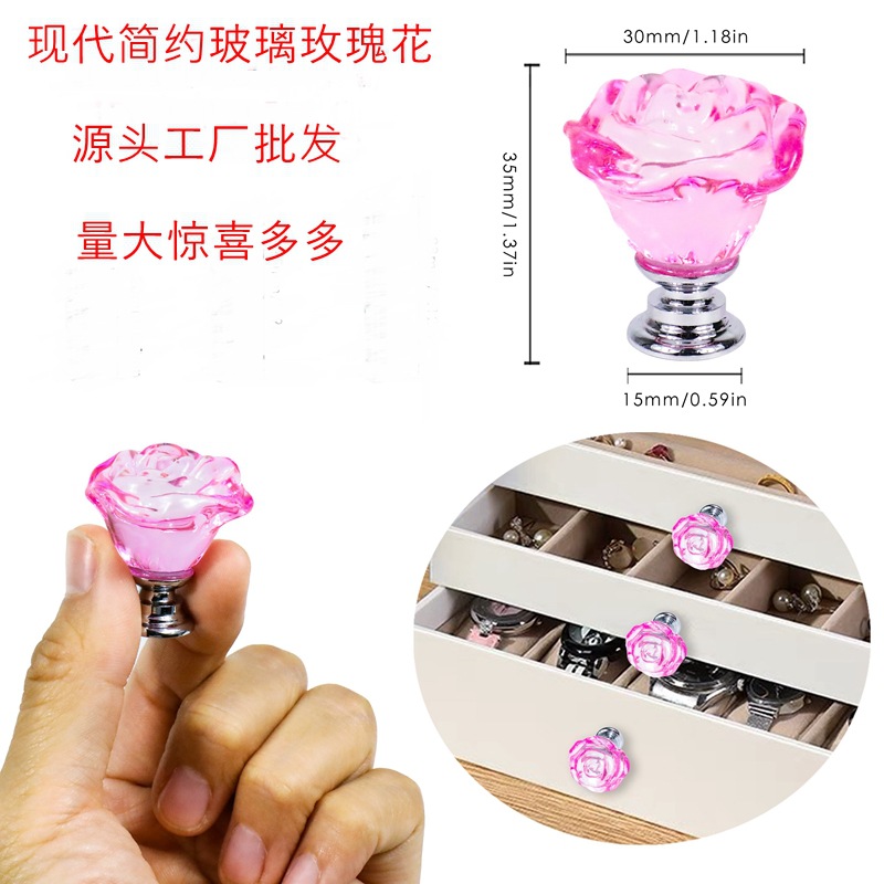 Fuente de la fábrica de cristal Rosa Hardware Muebles accesorios puerta del gabinete manija del cajón Americano moderno Rosa zapato manija del gabinete