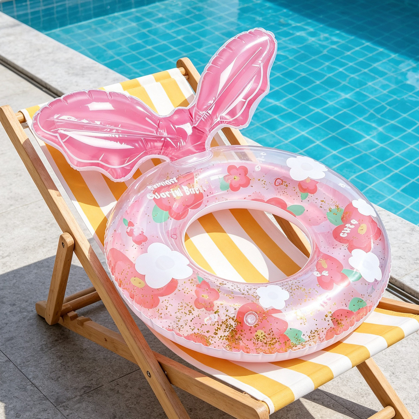 Red Daisy transparente anillo de natación de diafragma, anillo de natación infláble para adultos y niños, anillo de natación de piscina junto al mar