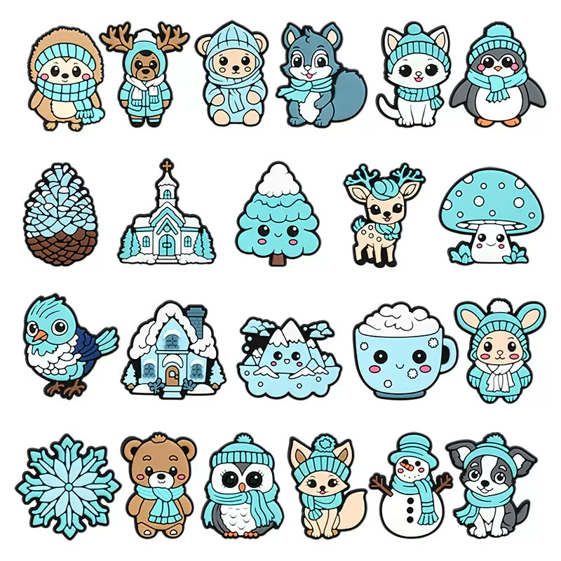 冰雪动物PVC软胶滴塑可拆卸装饰扣洞洞鞋鞋花鞋扣跨境DIY配饰现货