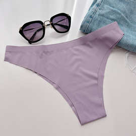 亚马逊女内裤 高切半包螺纹冰丝低腰大码一片式无痕随意裁三角裤