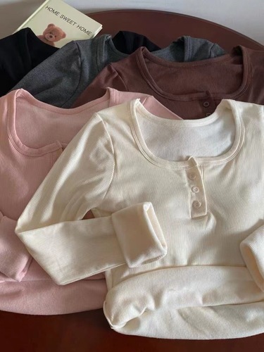 Deyu Long-Sleeve Thermal T-Shirt for Women: Autumn/Winter Korean-Style