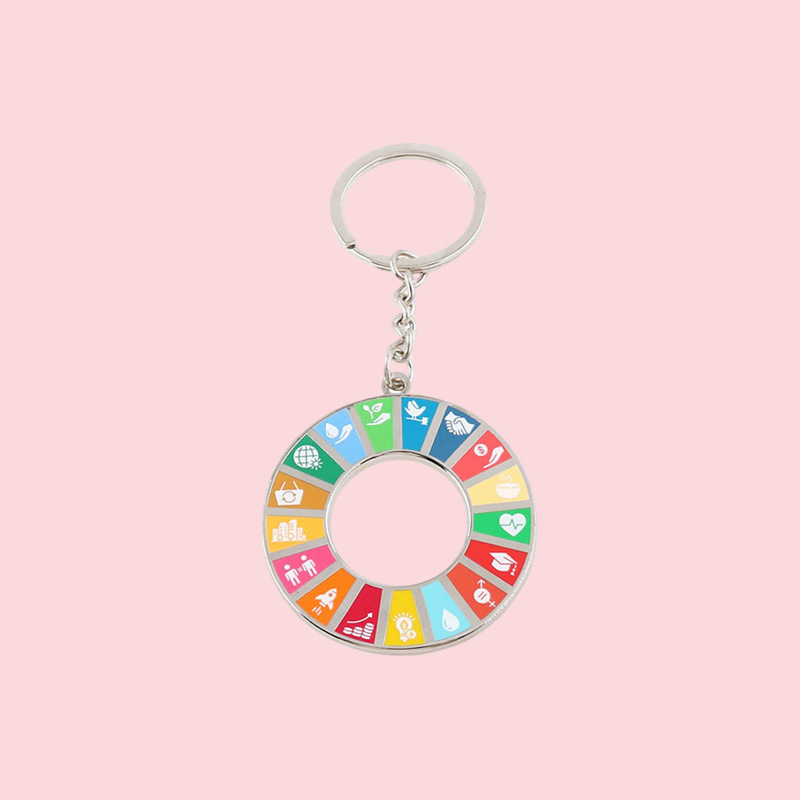 United Nations Development Goals Wheel of Destiny Keychain Modern Minimalist Style Colorful Circle Backpack Pendant Decoration