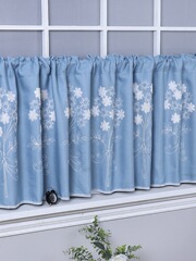 WBZ7小窗簾短窗迷你短款裝飾簾臥室繡花半簾遮光小窗戶門帘櫥櫃遮