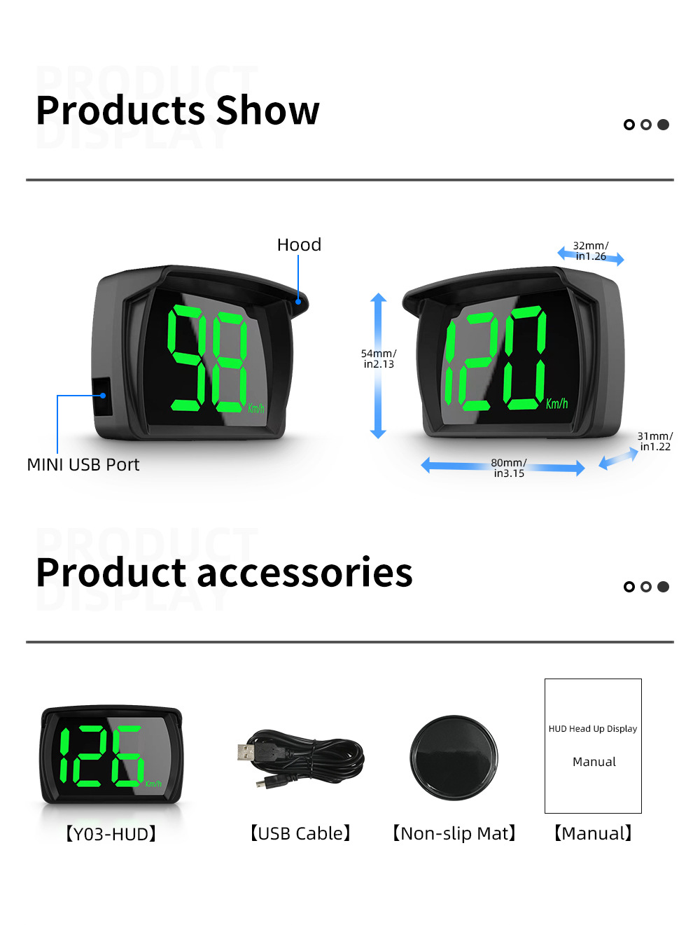 Y03 source factory HUD head-up display, GPS speed display, KM/MPH, specifically designed for cross-border use