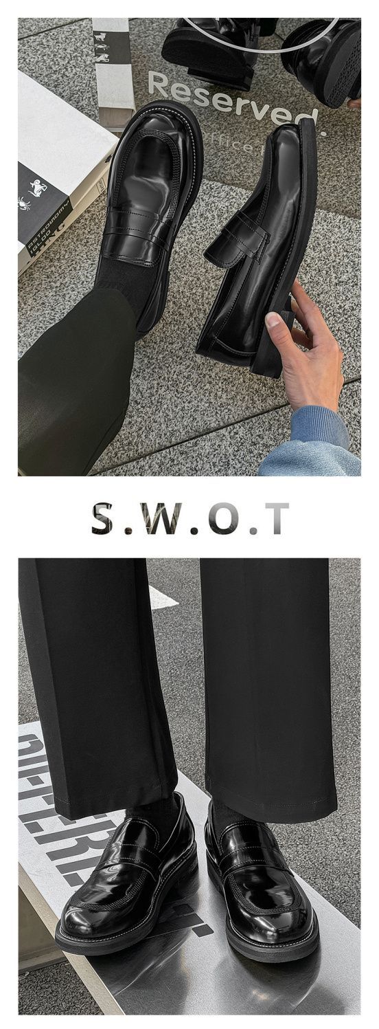 Mocassini casual da uomo ShoeVault in pelle con suola spessa, stile britannico alla moda, slip-on con rialzo, adatti per il lavoro e l'ufficio_voghion.com