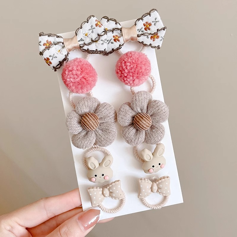 Bebé atado pequeño anillo de cabello no lastimar el cabello pequeña banda de goma de verano para niños de flores trituradas mariposa atada joyería de cabello de cola de caballo