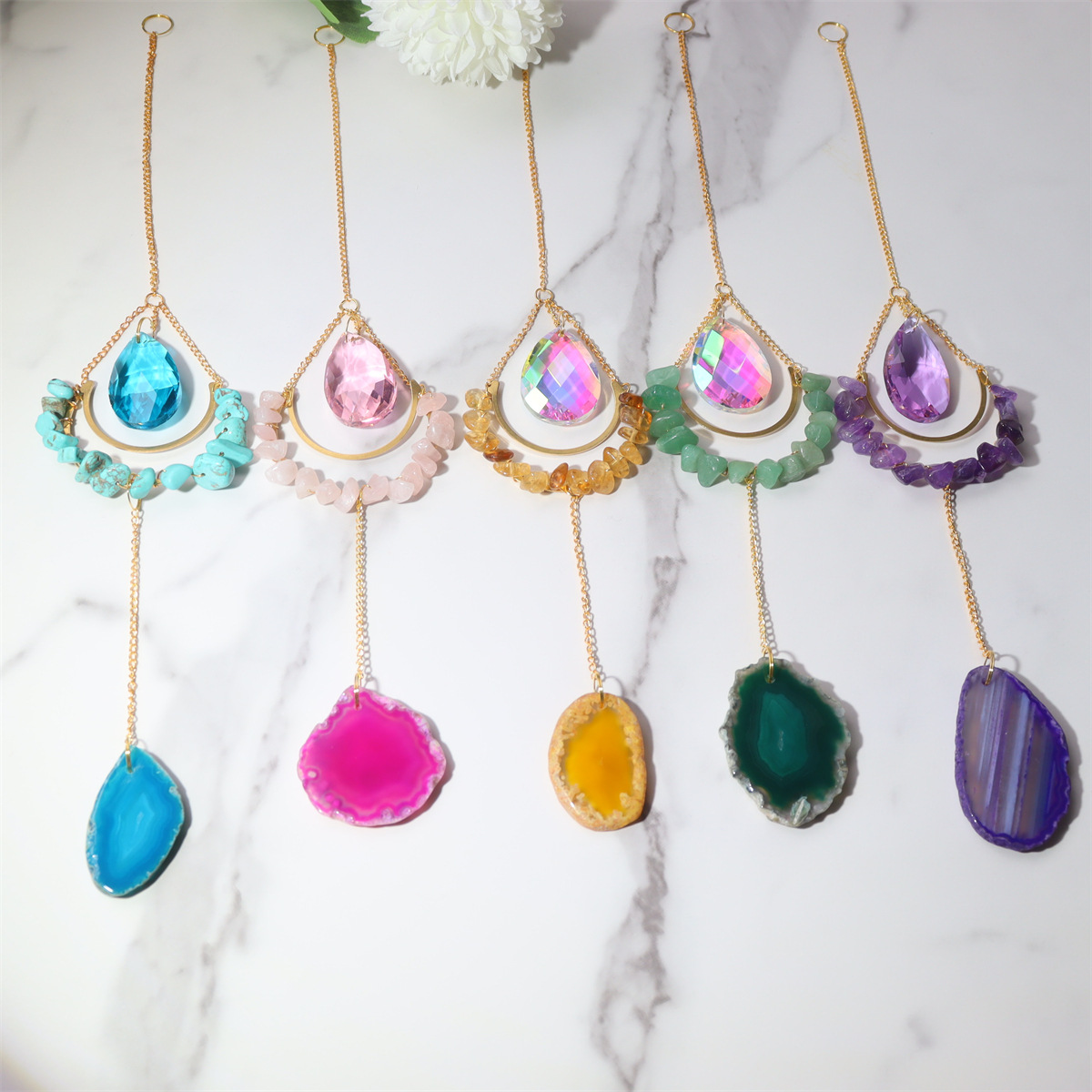 1 Piece Quantity Pastoral Oval Crystal Pendant Artificial Decorations