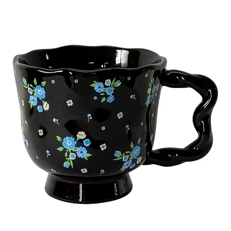 Taza de cerámica de alta capacidad de alto valor facial, taza de desayuno de nicho de alta calidad pintada a mano