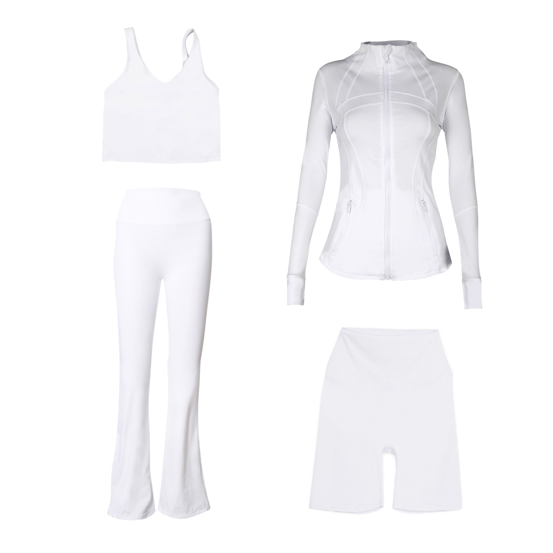Dames sportkleding set slim fit u-hals top en flared broek_voghion.com