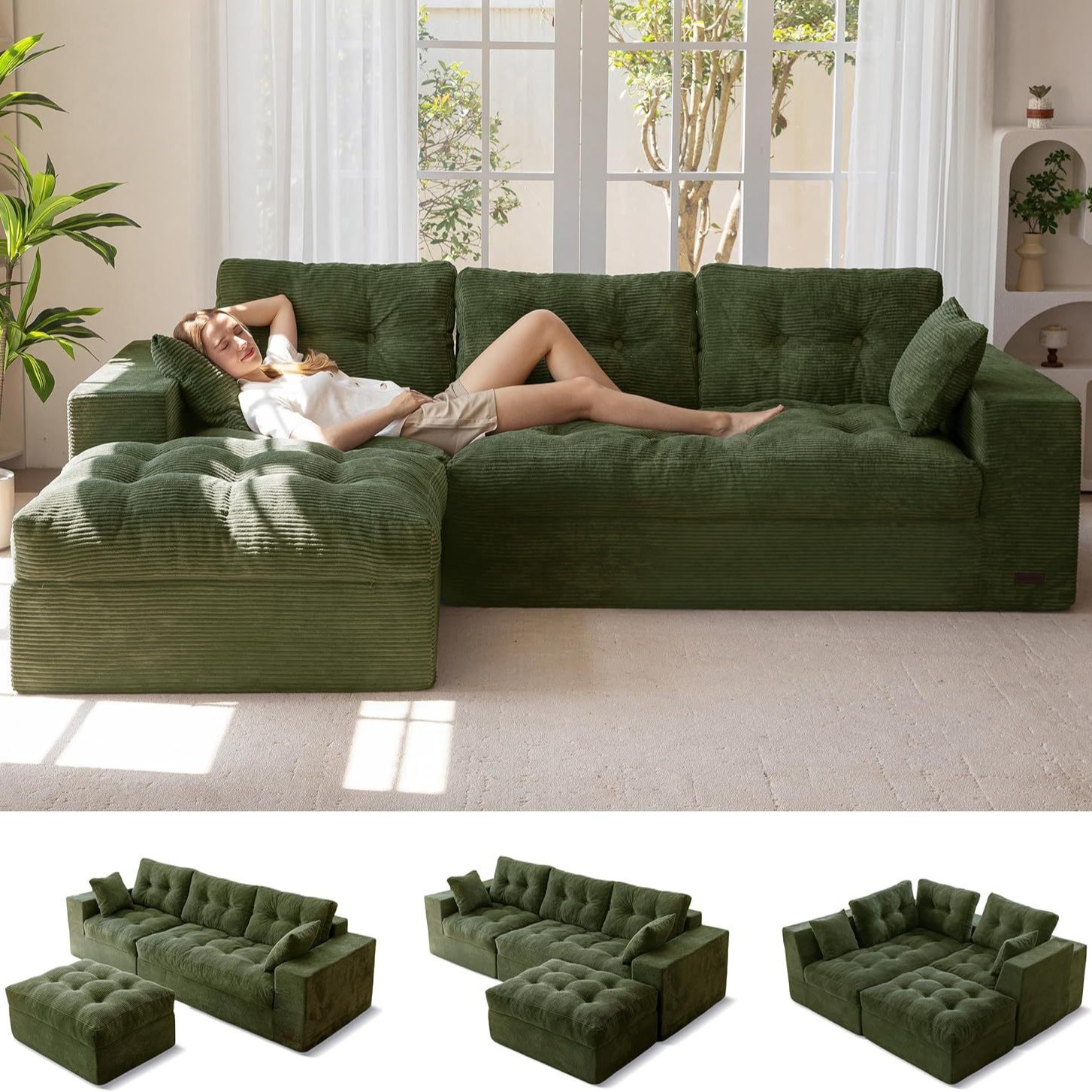 Explosión transfronteriza 32D sofá esponja comprimida sillón de sala de estar módulo de sofá combinado suelo sofá no necesita instalación
