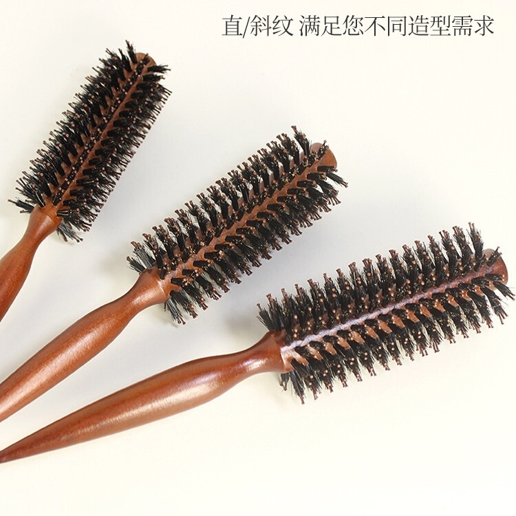 無垢材猪毛カーリングコーム、インナーバックルストレートヘアローリングコーム、ビッグウェーブシリンダーコーム、マッサージコーム、スタイリングヘアスムージングコーム|undefined