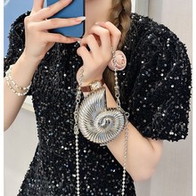 新款跨境2025金属迷你锌合金海螺包单肩斜挎时尚口红包化妆小包包