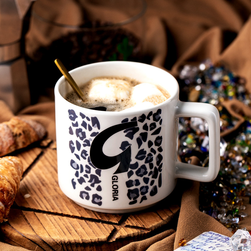 版權 創意七夕禮物個性姓氏字母陶瓷杯高顏值馬克杯大容量咖啡杯