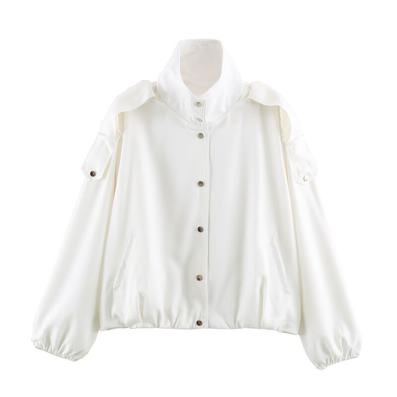 PB&ZA new women's casual sporty style loose high-neck long-sleeve snap-button short jacket 7789739 PB&ZA new women's casual sporty style loose high-neck long-sleeve snap-button short jacket 7789739