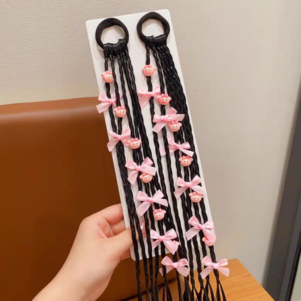 Princesa de nieve para niños peluca trenzada anillo de cabello de cola de caballo alta trenzada cabello de boxeo dulce y fresco trenzado