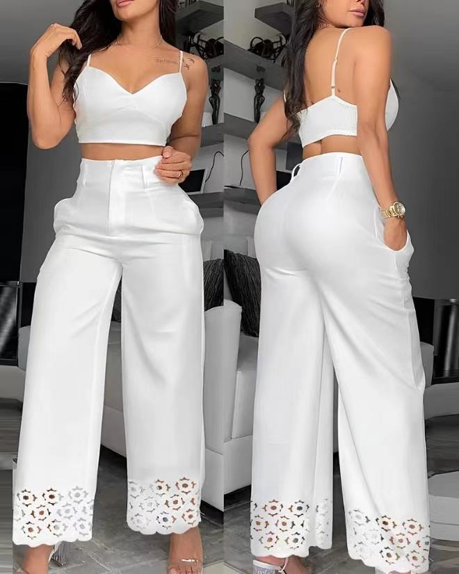 Daily Women's Sexy Solid Color Spandex Polyester Pants Sets Pants Sets display picture 3