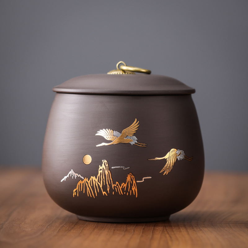 New tea cans purple sand large, medium and small tea storage cans white tea black tea Pu'er ceramic sealed cans available for wholesale