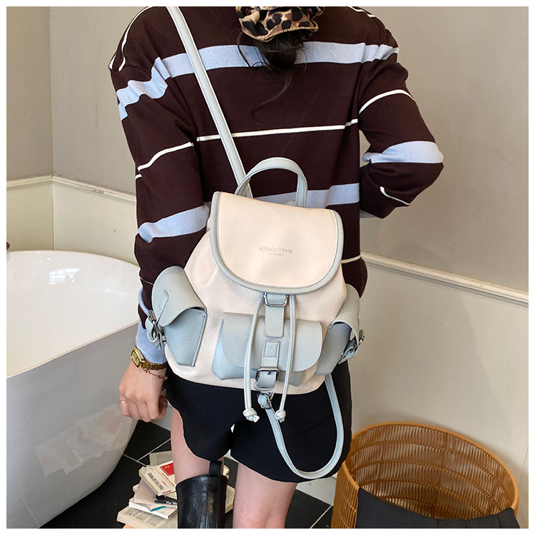 Backpack Women's Casual Versatile Niche Design Backpack Travel Color Blocked Small Backpack_voghion.com