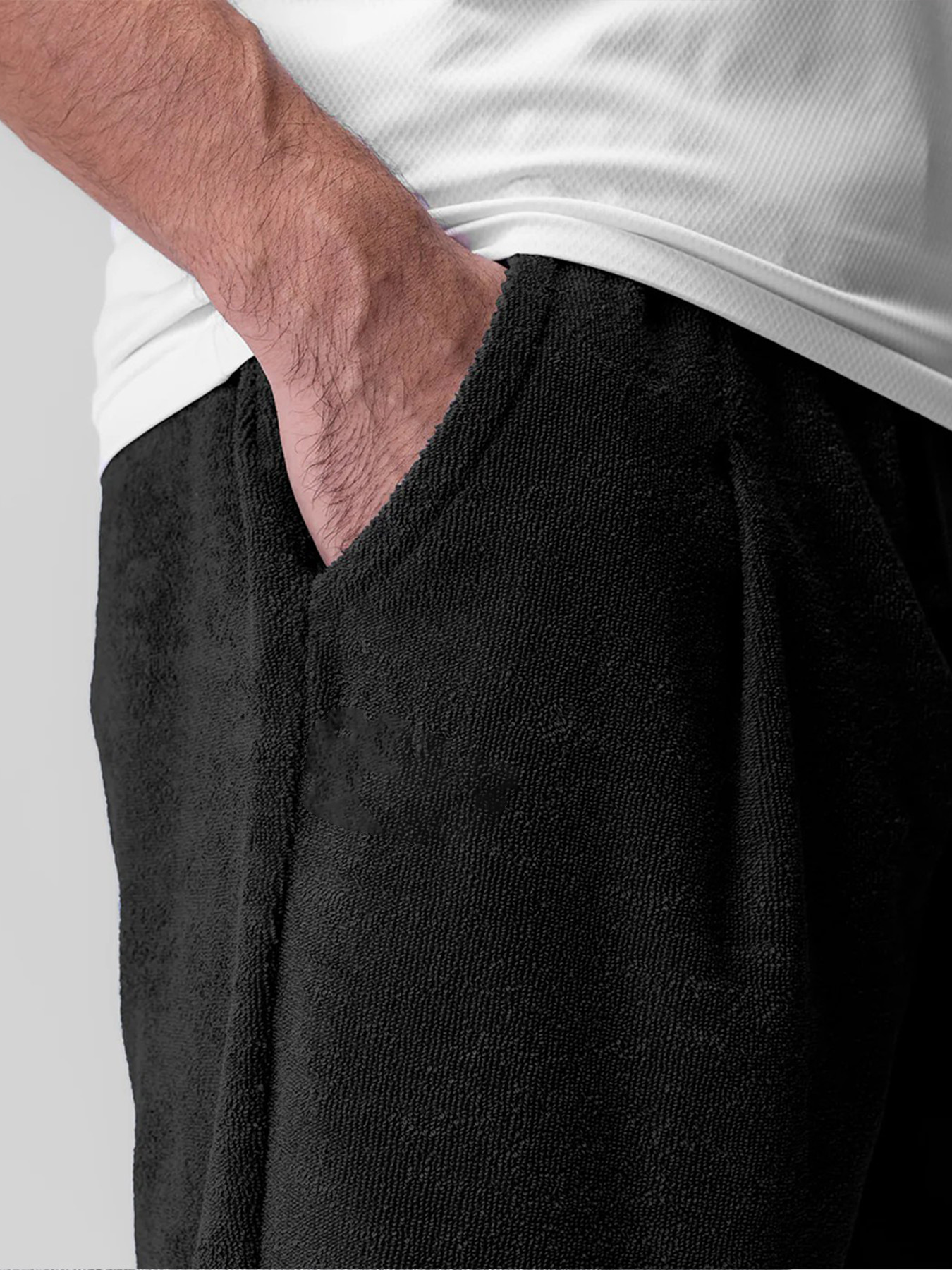 Men's Athletic Terry Cloth Shorts With Drawstring Elastic Waist_voghion.com