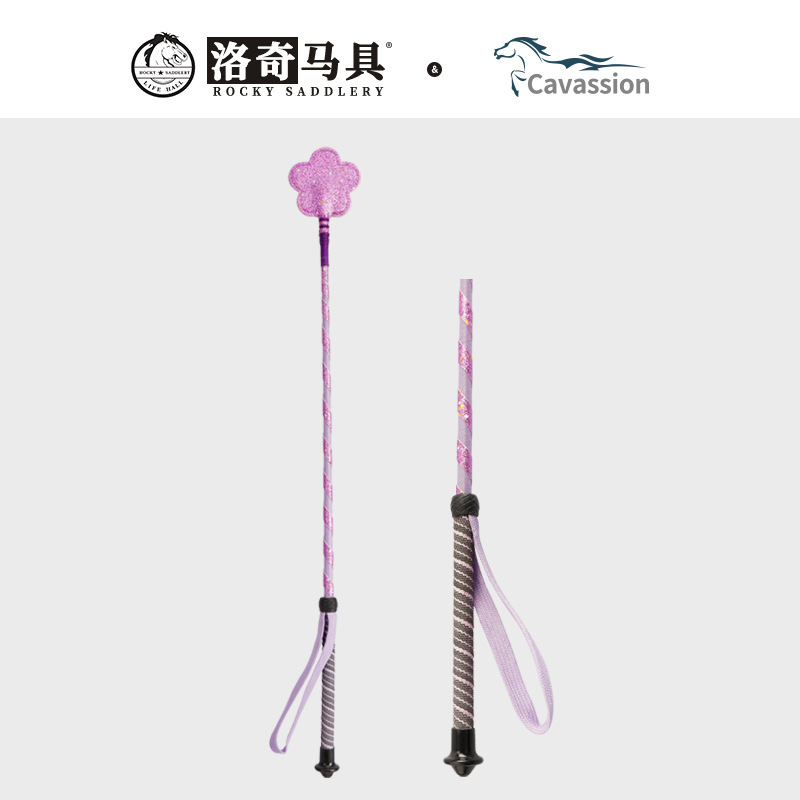 Horse Riding Short Whip, Horse Whip, Children's Equestrian Short Whip with Cute Flowers, Cross-Border