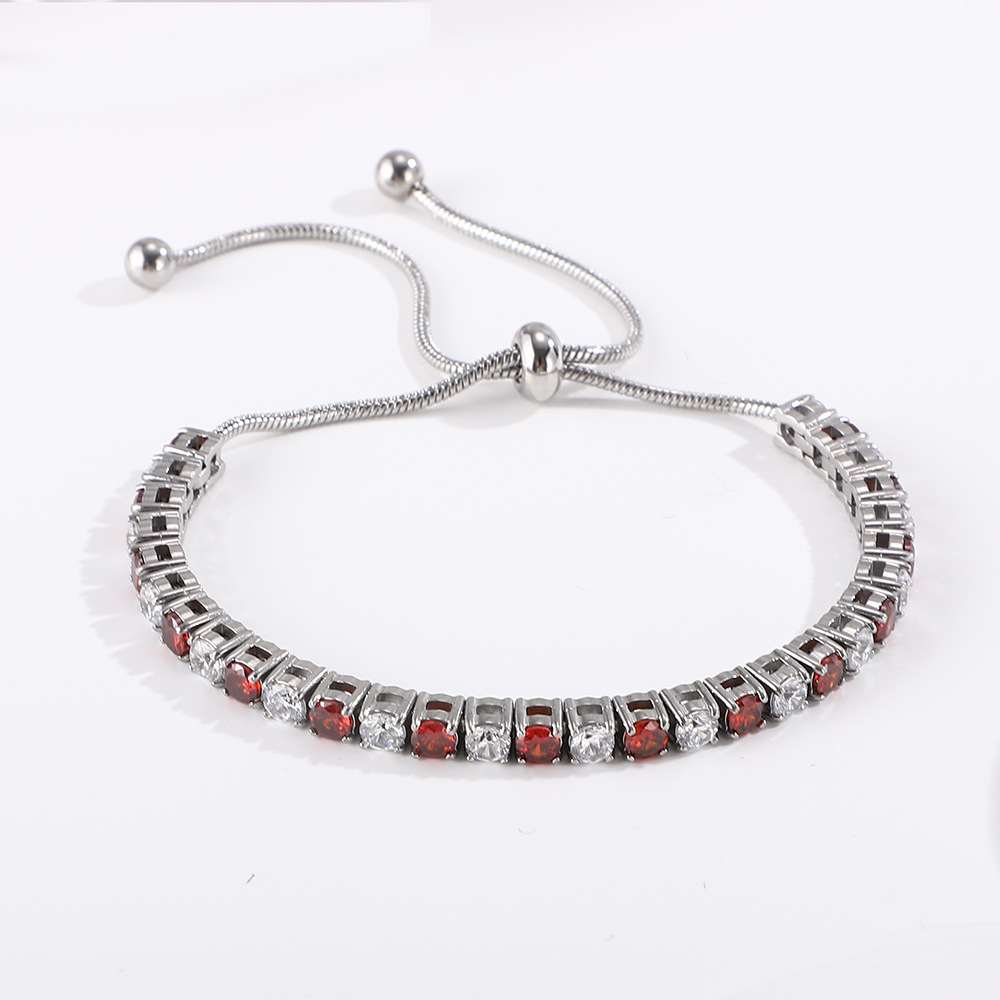 11g Weight Zircon Inlay Material Bracelets Classification Titanium Steel Chain Material 1 Piece Quantity Daily Occasion Titanium Steel Material Geometric Pattern Unisex Gender Inlay Design Shiny Style Shiny Geometric Titanium Steel Zircon Bracelets In Bulk 3