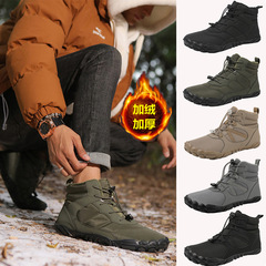 Cross-border AliExpress Outdoor Five-Finger Warm Fleece Cotton Shoes Men Waterproof Winter Snow Boots Women Hiking Shoes Non-Slip