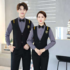 酒店咖啡店ktv餐饮店工作服男女网咖台球俱乐部服务员假两件套装