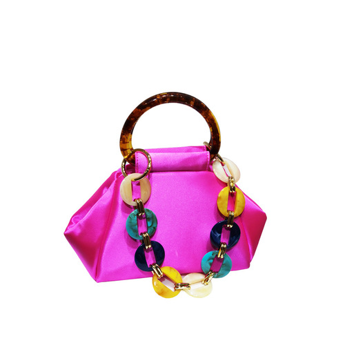 Evening Bag for Women  New Style Niche Satin Top Handle Bag High-end Refinement Fashion Acrylic Chain Evening Bag