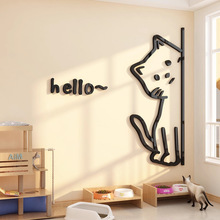 网红公仔玄关猫房间门装饰立体墙贴亚克力卧室床头布置墙面壁贴纸