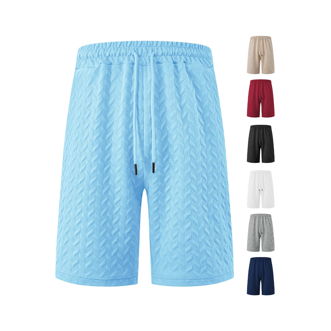 Europa y Estados Unidos transfronterizos ropa de hombre pallet spot verano flojo sólido jacquard correa de hombre casual pantalones cortos de playa