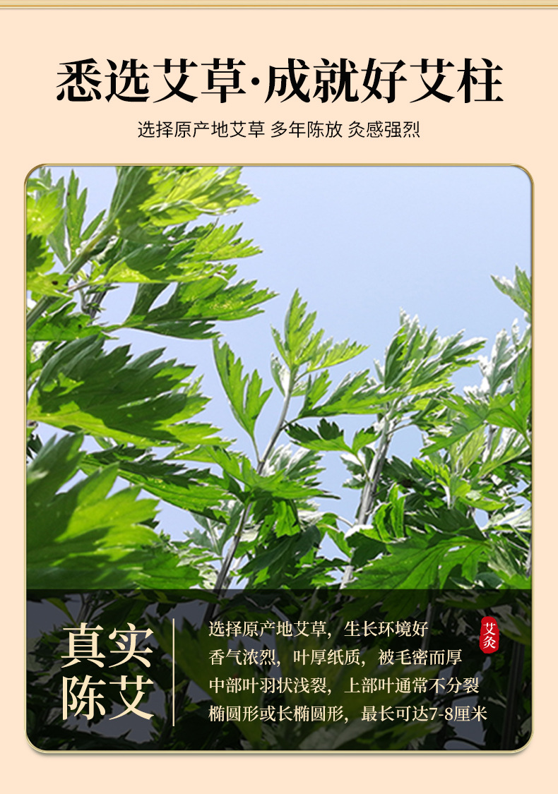 15:1 Facial Moxa Cones Ai Zhu 1.6x3.3cm 30 Cones Aged Mugwort Moxibustion for Face and Body overview