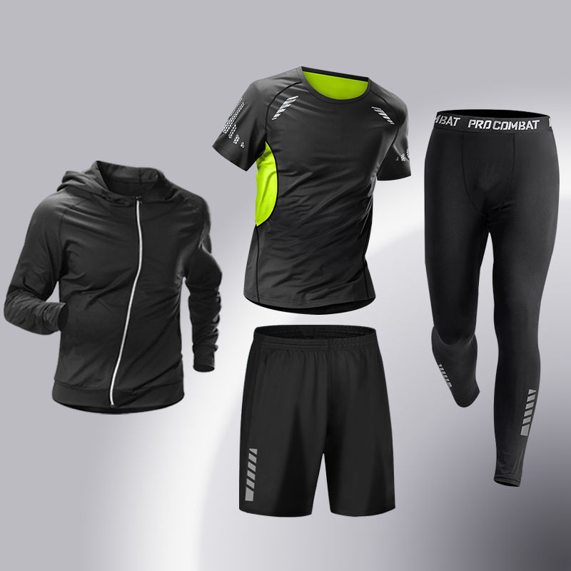 Ropa de fitness para hombres, traje de entrenamiento de baloncesto de alta elasticidad, traje deportivo de secado rápido, traje deportivo de corrida de la mañana, traje deportivo de bicicleta