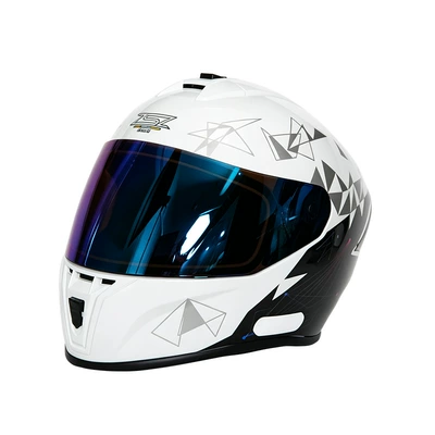 Motosiklet kaskı (dəbilqə) — all seasons, safety helmet for riding - white-thousand-paper-cranes-blue-mirror-s-55-56