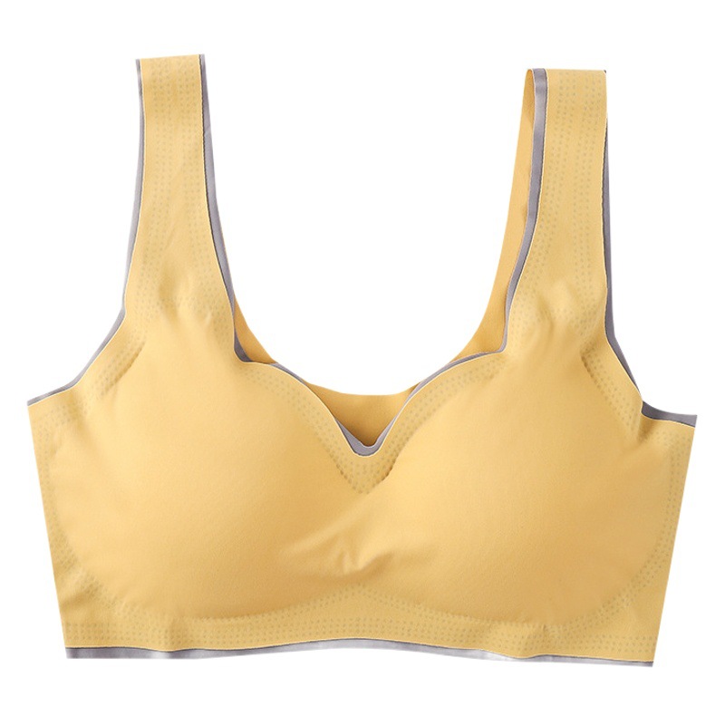 Novias equilibrio asiento de una sola pieza de seda de hielo de contraste de color sin costuras inalámbrico reunido belleza chaleco ropa interior deportiva sujetador de las mujeres